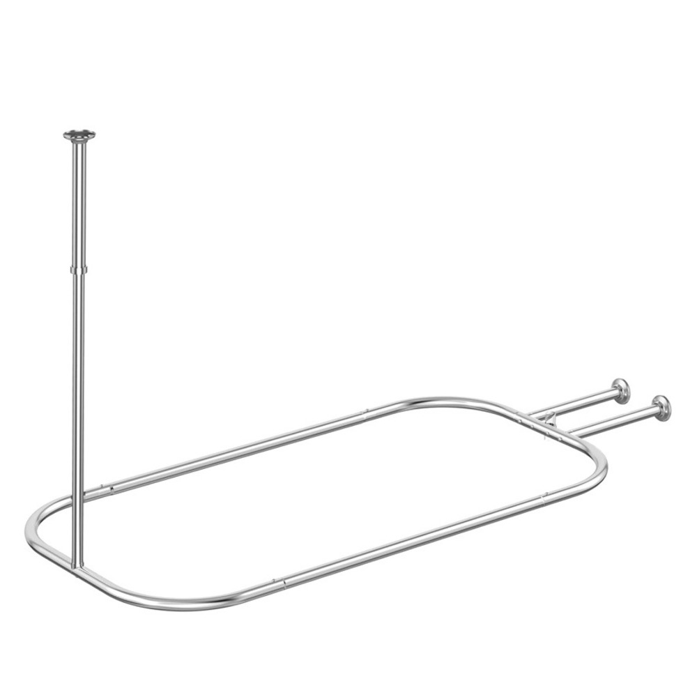 Oval Shower Curtain Rod U‎ Shape Ceiling Mount Chrome Finish Adjustable Height